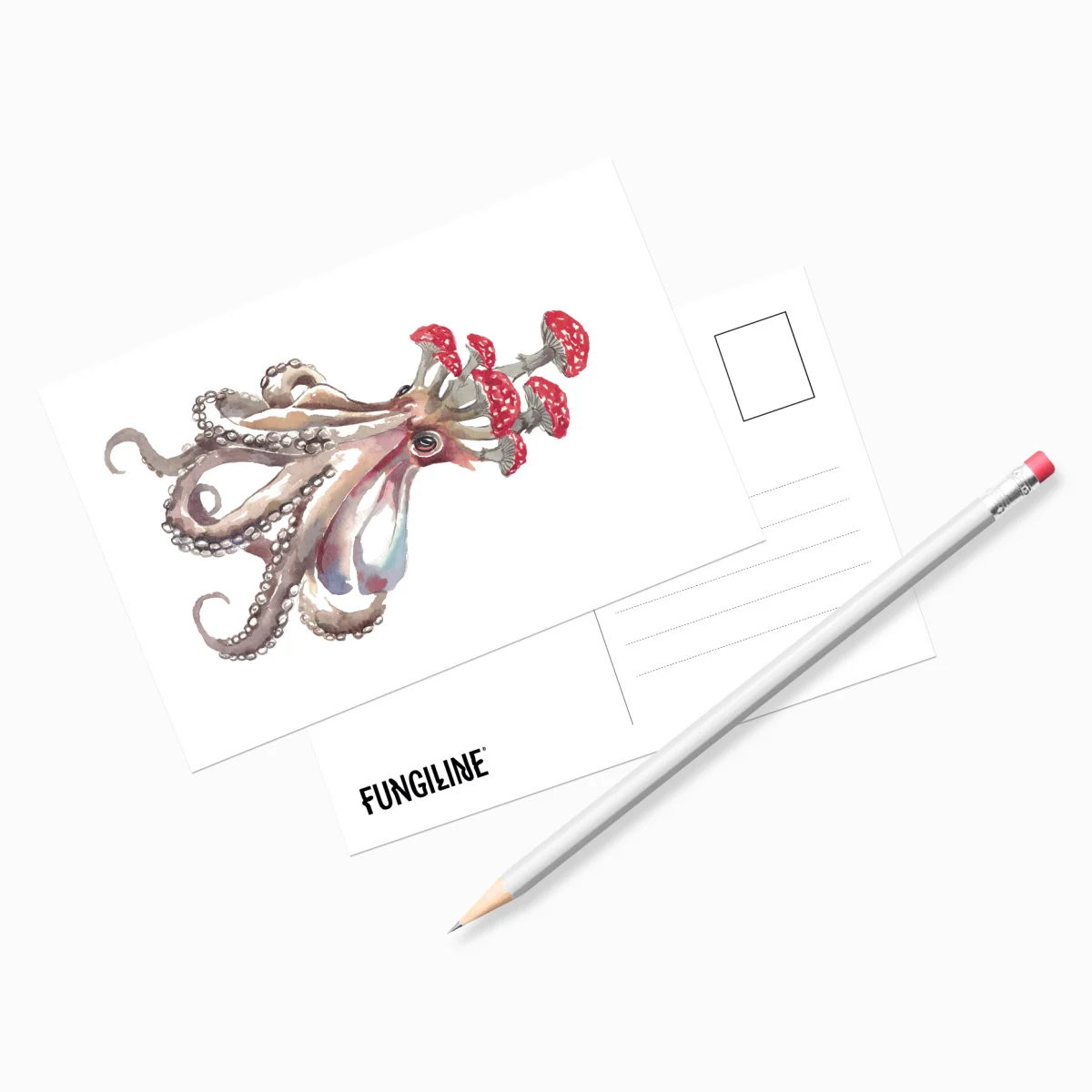 Почтовая открытка «Осьминог и мухомор» • Сувенир от Fungiline — изображение 2